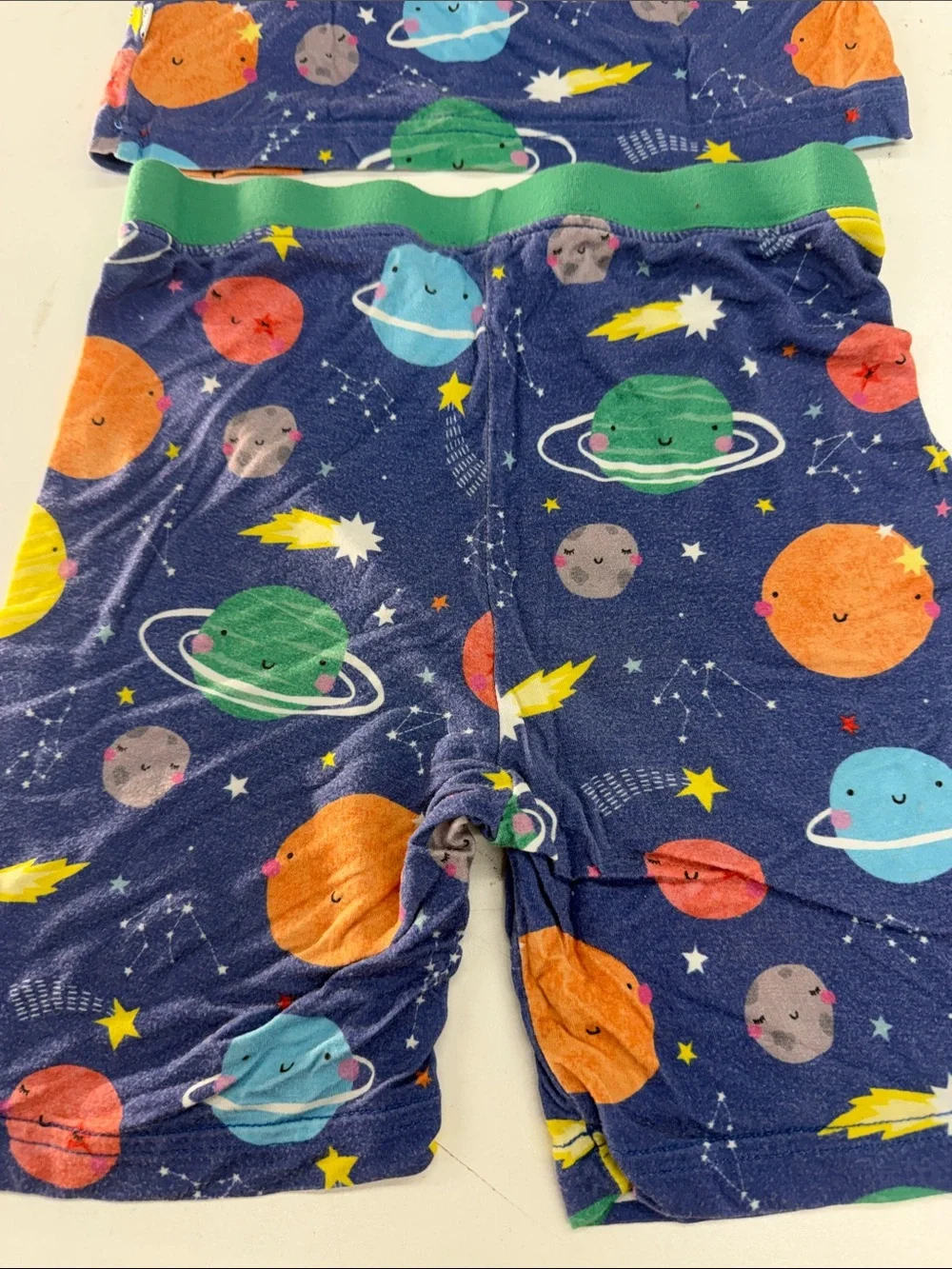 Little Sleepies Navy Space Planet Pajama Set with Green Trim